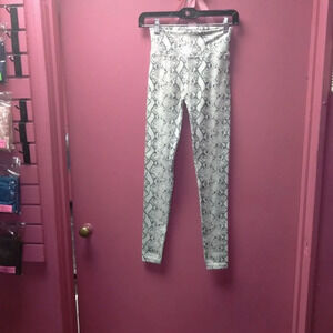 Snake Print Fleece Leggings Tan/Black